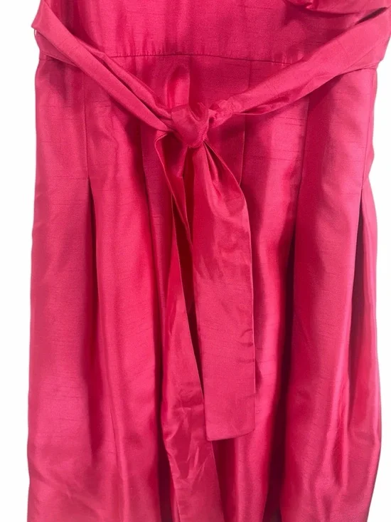 Jessica Howard Hot Pink Ruffled V-Neck Tie-Waist Dress size 12 - Picture 7 of 16